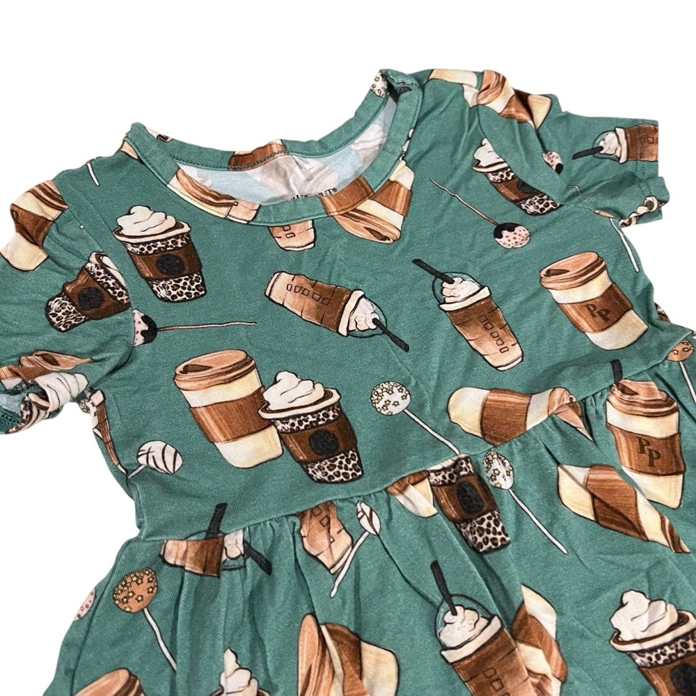 Posh Peanut Morning Brew Dress Starbucks Coffee Style 2T - Picture 5 of 8